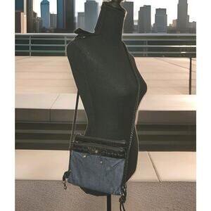 Brighton Denim and Leather Crossbody Bag Purse 8x7